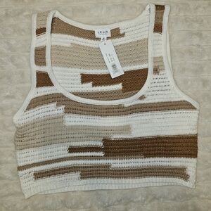 Le Lis Women's Crochet Crop Top - White and Brown